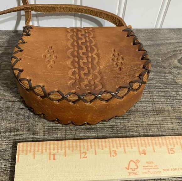 Vintage Mexican Tooled Leather Acapulco Cross Body Bag Small - Picture 4 of 5